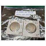 (2) Barber Half Dollars