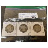 3 Barber Half Dollars