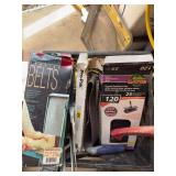 2 Totes of Misc. Sanding Belts and Drywall Tools
