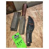 Knife with sheath, sharpening stones
