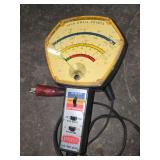 Vintage companion toolbox with contents. Timing light, vacuum and fuel pump tester,compression tester, tach-dwell-points tester