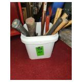 Bucket of mallets, hammer