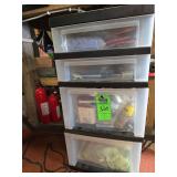 4 drawer plastic storage bin with contents