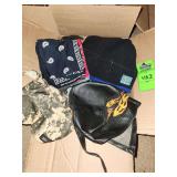 Box of winter hats and dew rags