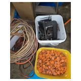 Roofing nails, electrical cords and C-clamps