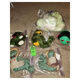 Assorted frog stuffed animals