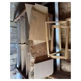 Assorted Wood Scraps and Wooden Dresser (drawers missing)