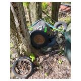 Mower tires, bicycle tires, and miscellaneous items