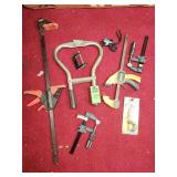 Heavy duty swivel cable and wratcheding bar clamp with spreaders