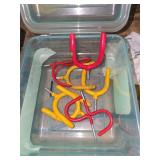 Miscellaneous storage hooks, push pins, picture handing hardware.