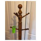 Hall tree wooden coat rack
