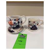 Staffordshire from England, green pitcher and coffee cup
