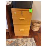 Lockable two drawer wooden file cabinet