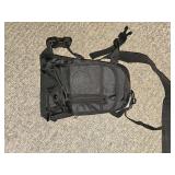 Haoshuai multi-function black nylon drop leg bag features adjustable waist and thigh straps, a breathable mesh back, and multiple zippered compartments