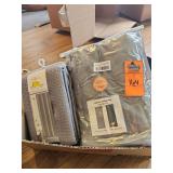 Shower curtain, heating pads, storage bags
