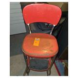 Vintage metal work stool with pull out steps