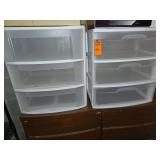 2- plastic 3 drawer storage units