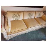Vintage Gold and Green Velvet Sofa