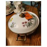 Vintage Regency Club Enamel Dutch Oven Floral Butterfly Brass Handles