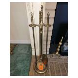 Vintage Brass Fireplace Tool Set