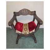 antique Dante chair (or Dantesca chair), a traditional X-frame armchair style inspired by Italian Renaissance design