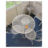 Vintage White Wrought Iron and Mesh Patio Set