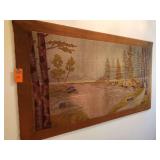 Framed cloth wall art about 67in x 38in