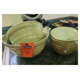 Green ceramic mixing bowls