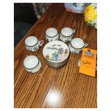 Vintage Japanese Eggshell Porcelain Geisha Tea Set