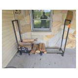 Metal firewood rack and wood