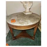Round Marble-Top Accent Table
