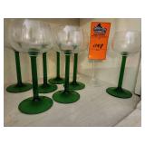 Vintage Luminarc Emerald Green Stem Wine Glasses made in France