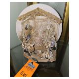 vintage rustic 3D relief Nativity scene decorative plate
