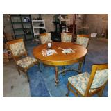 Solid oak table with five chairs NO CONTENTS ON TABLE