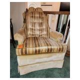 Vintage Striped Upholstered Armchair