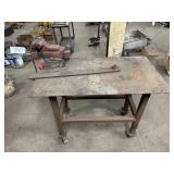 Steel Table w/ Vise on Wheels