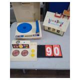 FISHER PRICE STOVE, SCHOOL & RECORD PLAYER