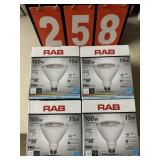 (4) RAB 100W 15W LED DIMMABLE LIGHT BULBS