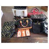 6 VARIOUS PURSES/HSND BAGS & SHOES