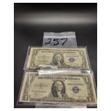 (2) 1935 SERIES D $1 SILVER CERTIFICATES