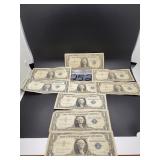 9 TOTAL 1957 $1 SILVER CERTIFICATES