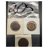 (3) 1917 CANADIAN LARGE CENTS