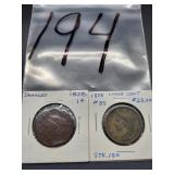 GROUP OF 2 1838 UNITED STATES LARGE CENT