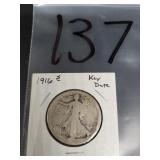 1916-S KEY DATE WALKING LIBERTY HALF DOLLAR