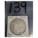 1892-S MORGAN SILVER DOLLAR