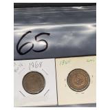 1864 & 1868 UNITED STATES 2 CENT COINS