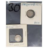 1853 & 1858 UNITED STATES HALF DIMES