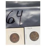 (2) UNITED STATES 2 CENT COINS 1864 & UNKOWN DATE