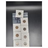 8 VARIOUS DATE INDIAN HEAD PENNIES 1862-1869