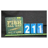EMBOSSED METAL FISHING SIGN